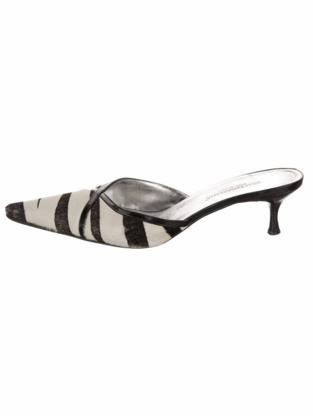 Dolce & Gabbana Black and White Zebra-Print Pointed Mule